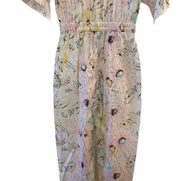 Diane Von Furstenberg Womens Jumpsuit White Floral Pockets Cotton Vintage 10 - Picture 5 of 9